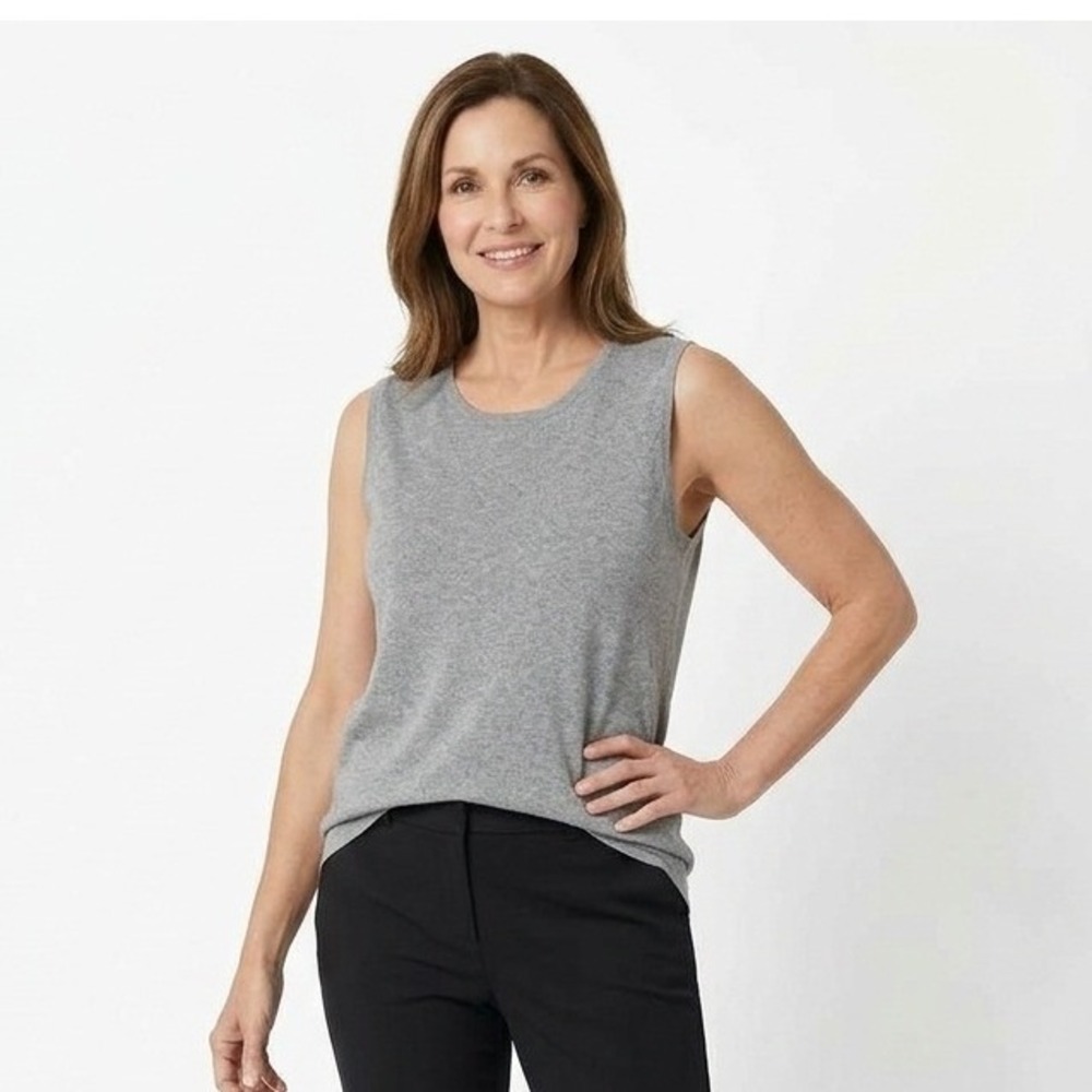 Chico's Heather Gray Cashmere Blend Sleeveless Sweater Tank Top Size 3 XL
